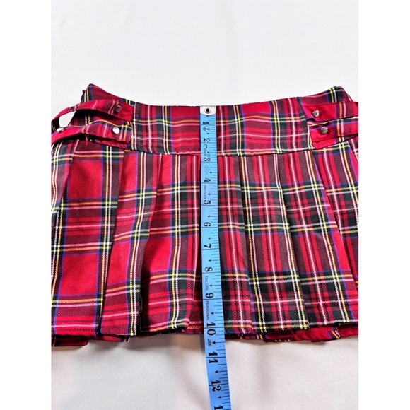 Y2K Red Plaid Pleated Mini Skirt XS | Bratz Clueless Schoolgirl Tartan Punktz - Picture 7 of 9